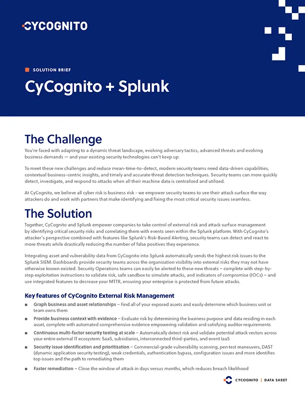 CyCognito + Splunk