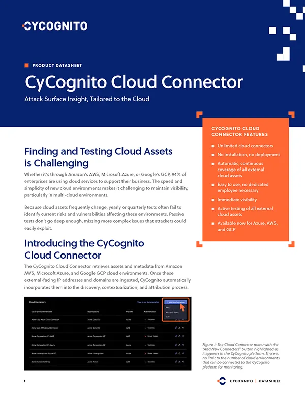 CyCognito Cloud Connector Datasheet