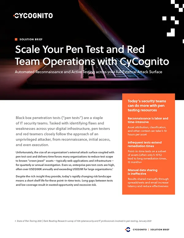 Scale Your Pen Test and Red Team Operations with CyCognito
