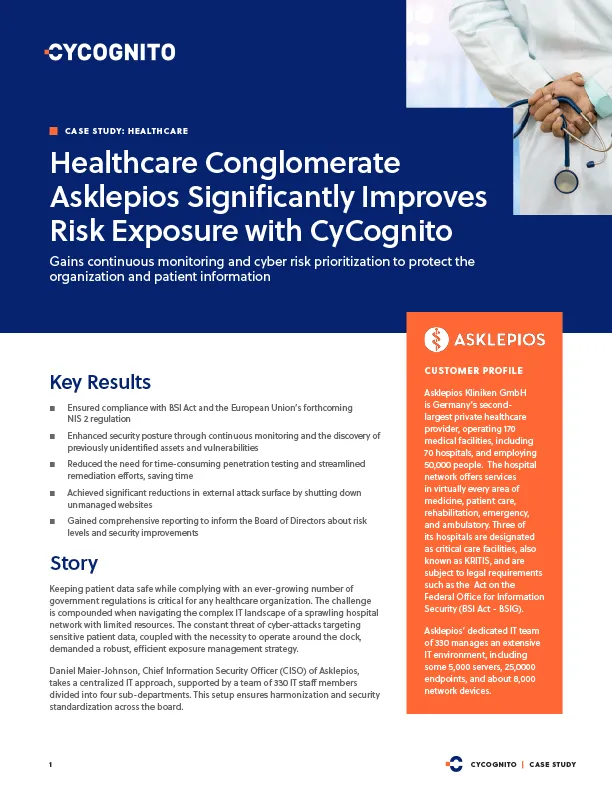 Healthcare Conglomerate Asklepios Significantly Improves Risk Exposure with CyCognito