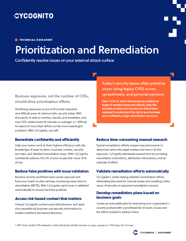 Prioritization and Remediation datasheet