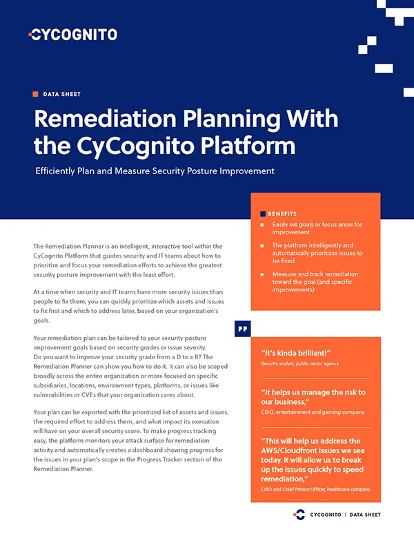 Remediation Planning with the CyCognito Platform